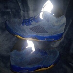 Blue suede Jordan retro 5s